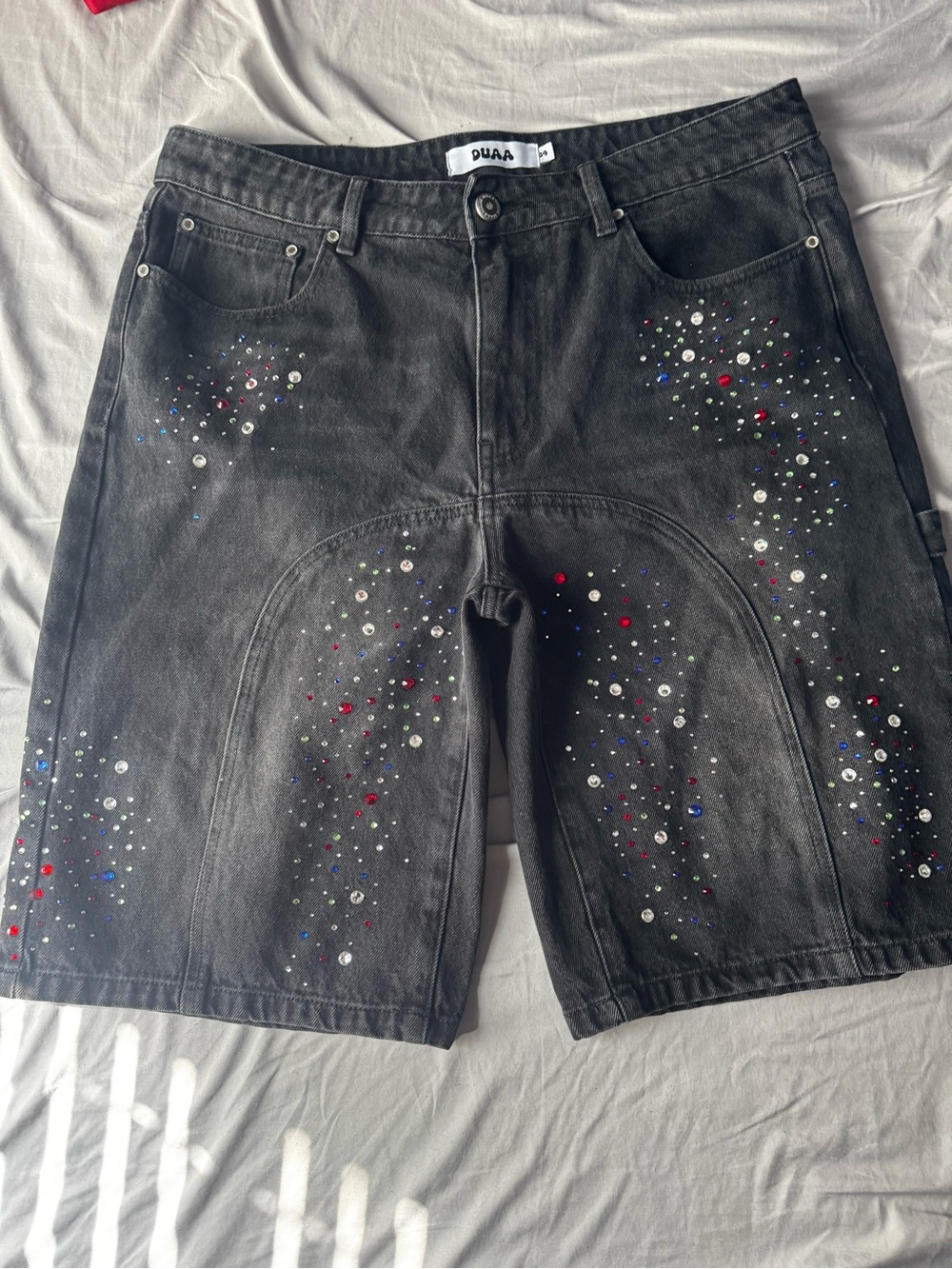 Black Studded Men’s Denim Shorts